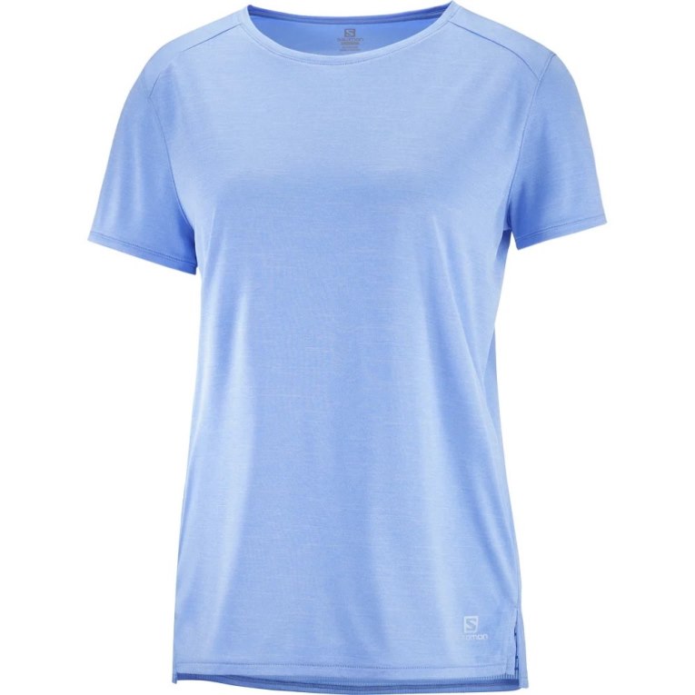 Camiseta Salomon Outline Summer Curta Sleeve Feminino Luz Azuis | PT P01384